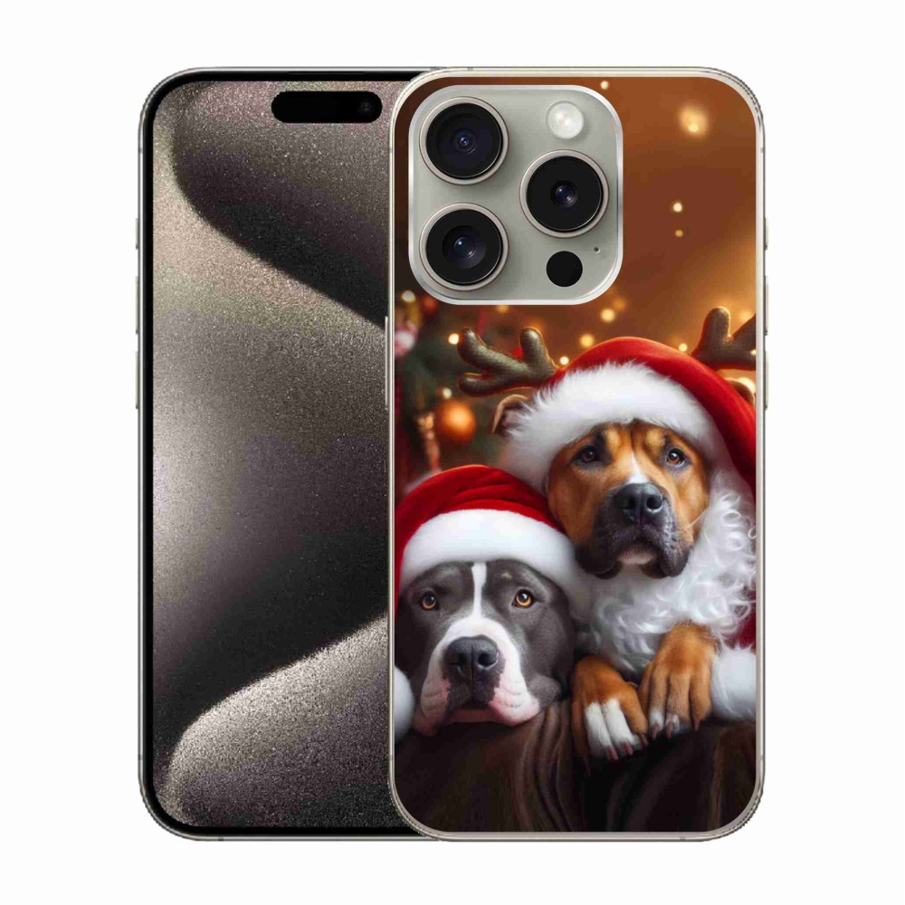 Gélový kryt mmCase na iPhone 15 Pro - vianočné psy