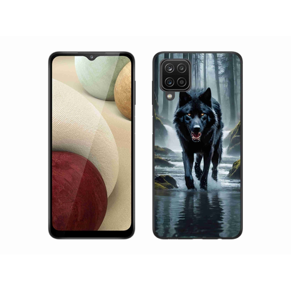 Gélový kryt mmCase na Samsung Galaxy A12 - čierny vlk