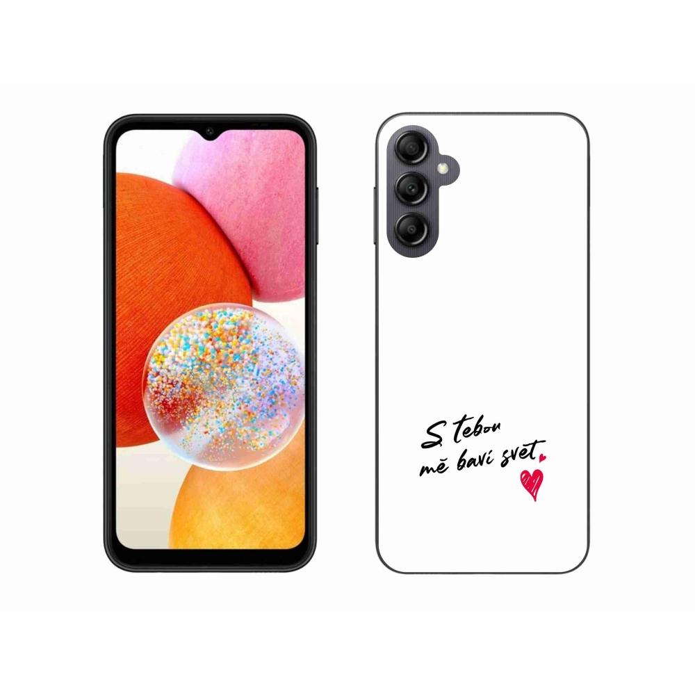 Gélový kryt mmCase na Samsung Galaxy A14 4G/5G - zamilovaný text 1 biele pozadie