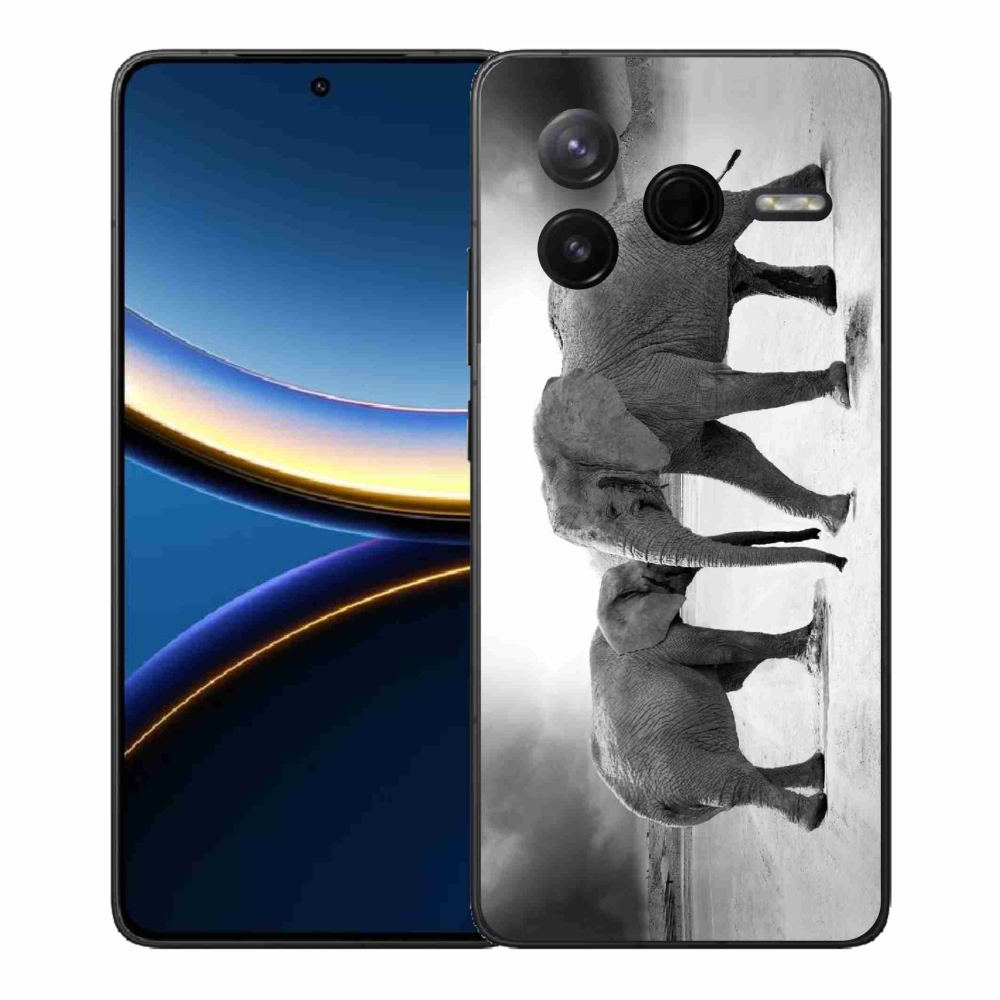 Gélový kryt mmCase na Xiaomi Poco F7 Pro - čiernobieli slony