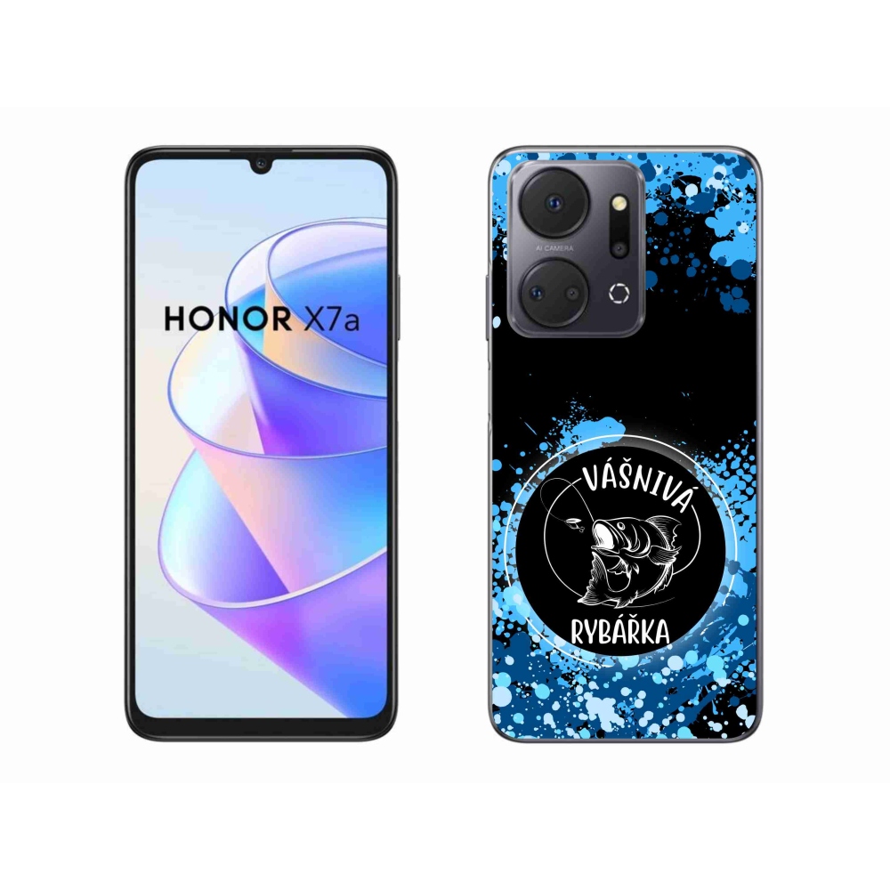 Gélový kryt mmCase na Honor X7a - vášnivá rybárka čierne pozadie
