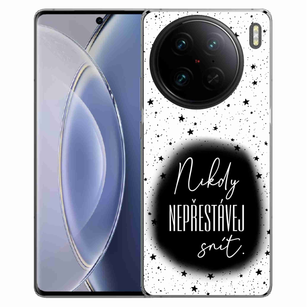 Gélový kryt mmCase na Vivo X90 Pro - citát 1 čiernobiele pozadie