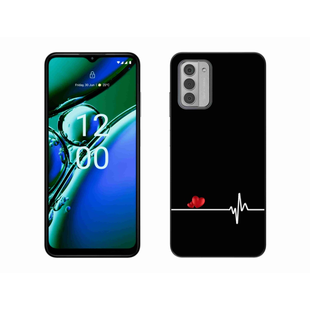 Gélový kryt mmCase na Nokia G42 - srdce a tep čierne pozadie
