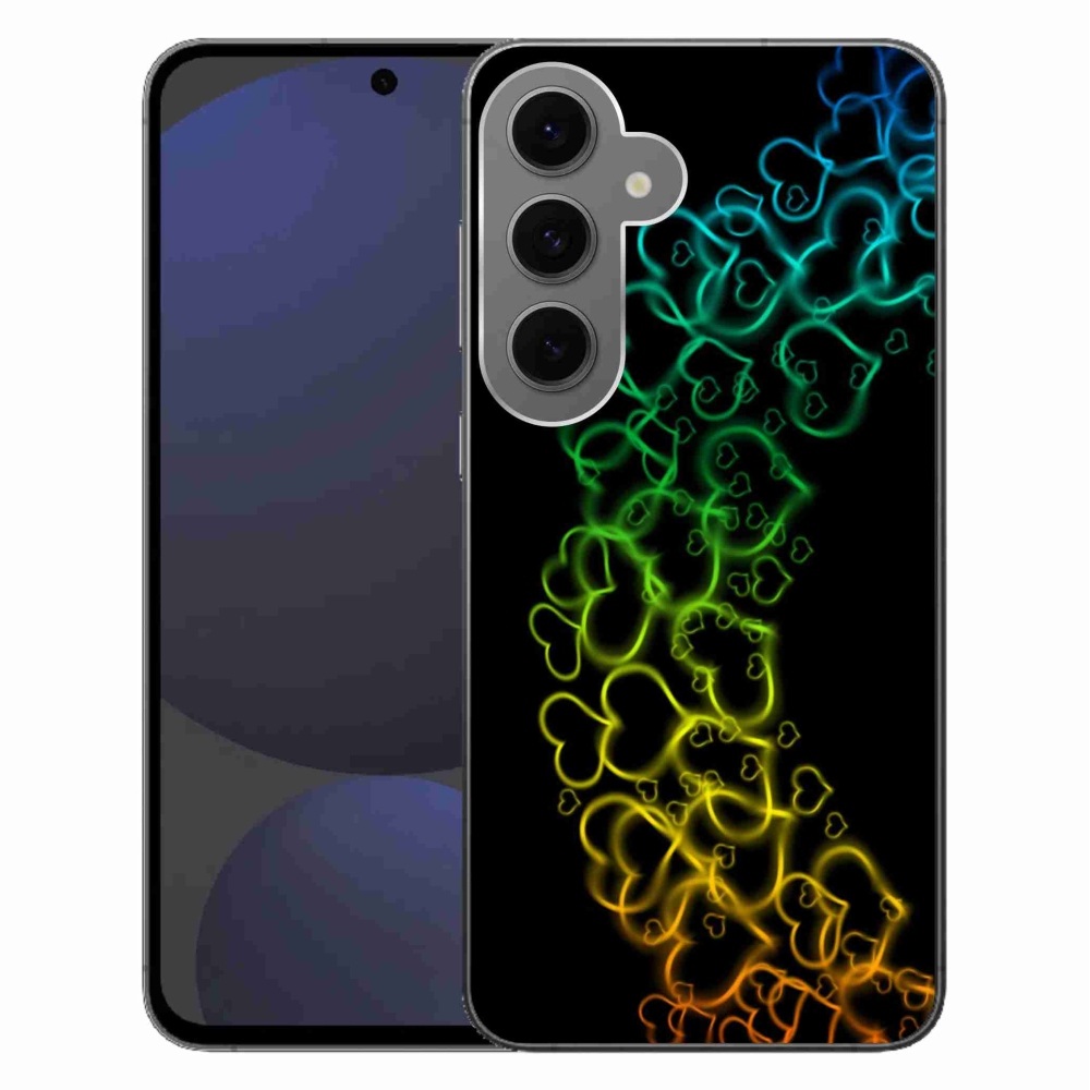 Gélový kryt mmCase na Samsung Galaxy S24 FE - farebné srdiečka