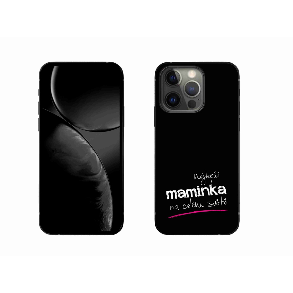 Gélový kryt mmCase na iPhone 13 Pro 6.1 - najlepšia mamička 4 čierne pozadie