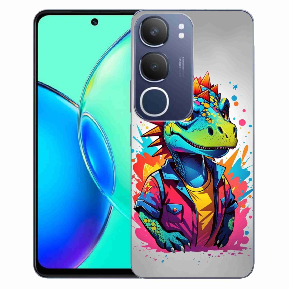 Gélový kryt mmCase na Vivo Y19s - farebný dinosaurus