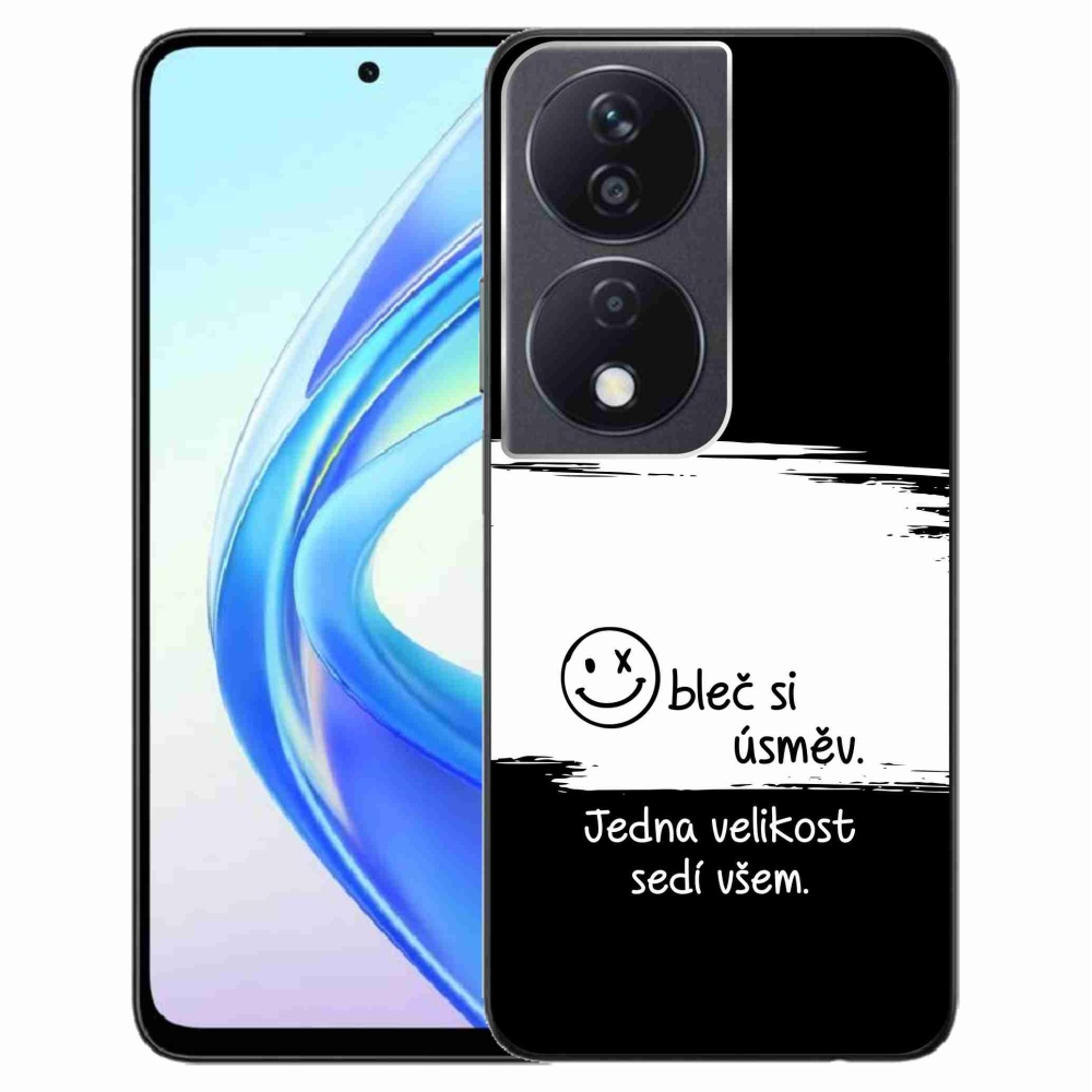 Gélový kryt mmCase na Honor X7b/Honor 90 Smart - vtipný text 8 bieločierne pozadie