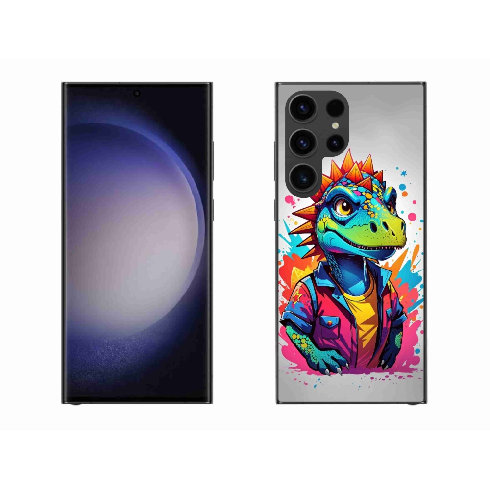 Gélový kryt mmCase na Samsung Galaxy S23 Ultra 5G - farebný dinosaurus