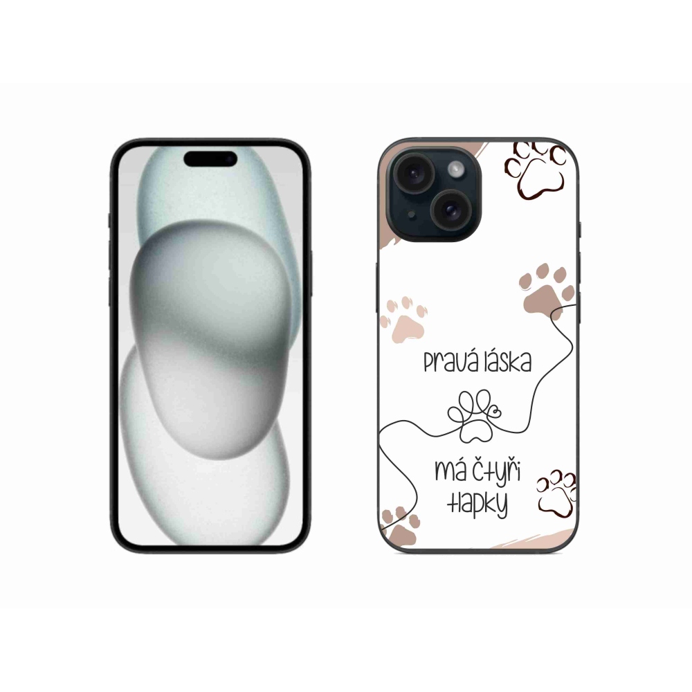Gélový kryt mmCase na iPhone 15 - psí motív 1 biele pozadie