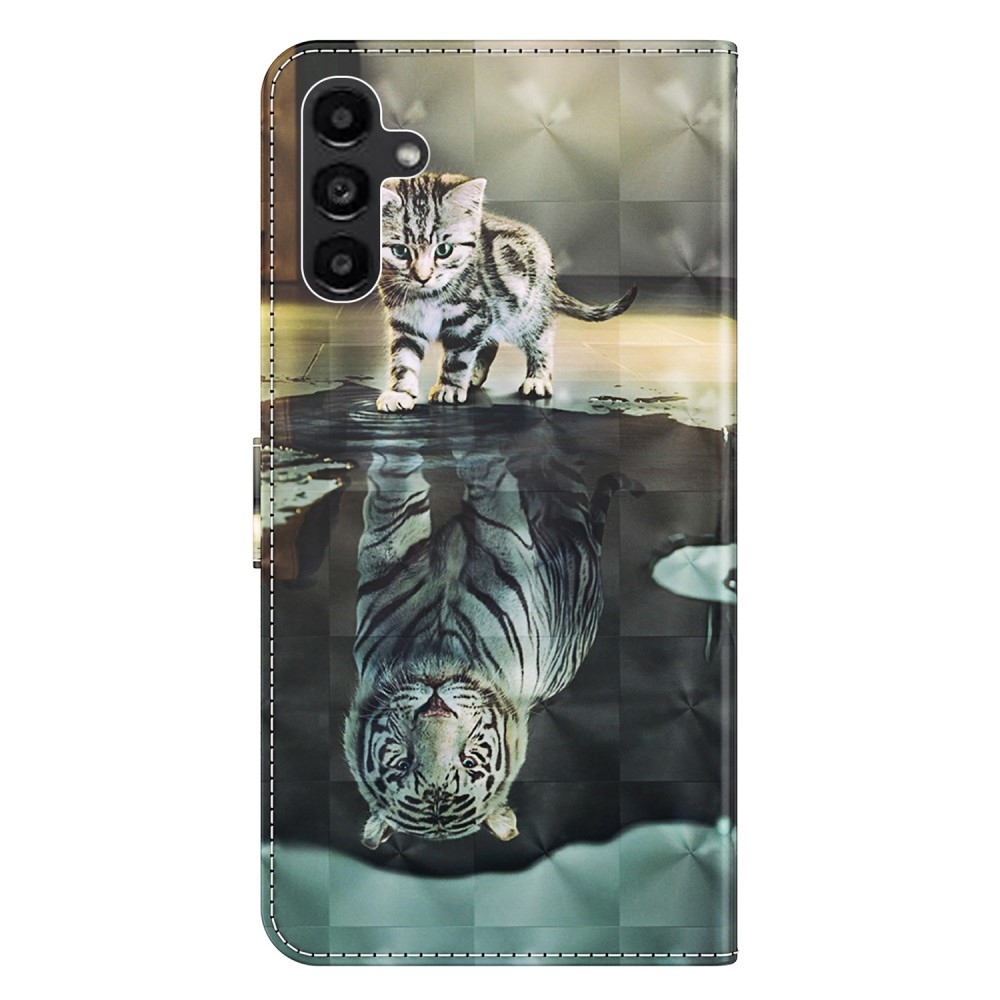 Print knižkové púzdro na Samsung Galaxy A55 5G - mačka a odraz tigra