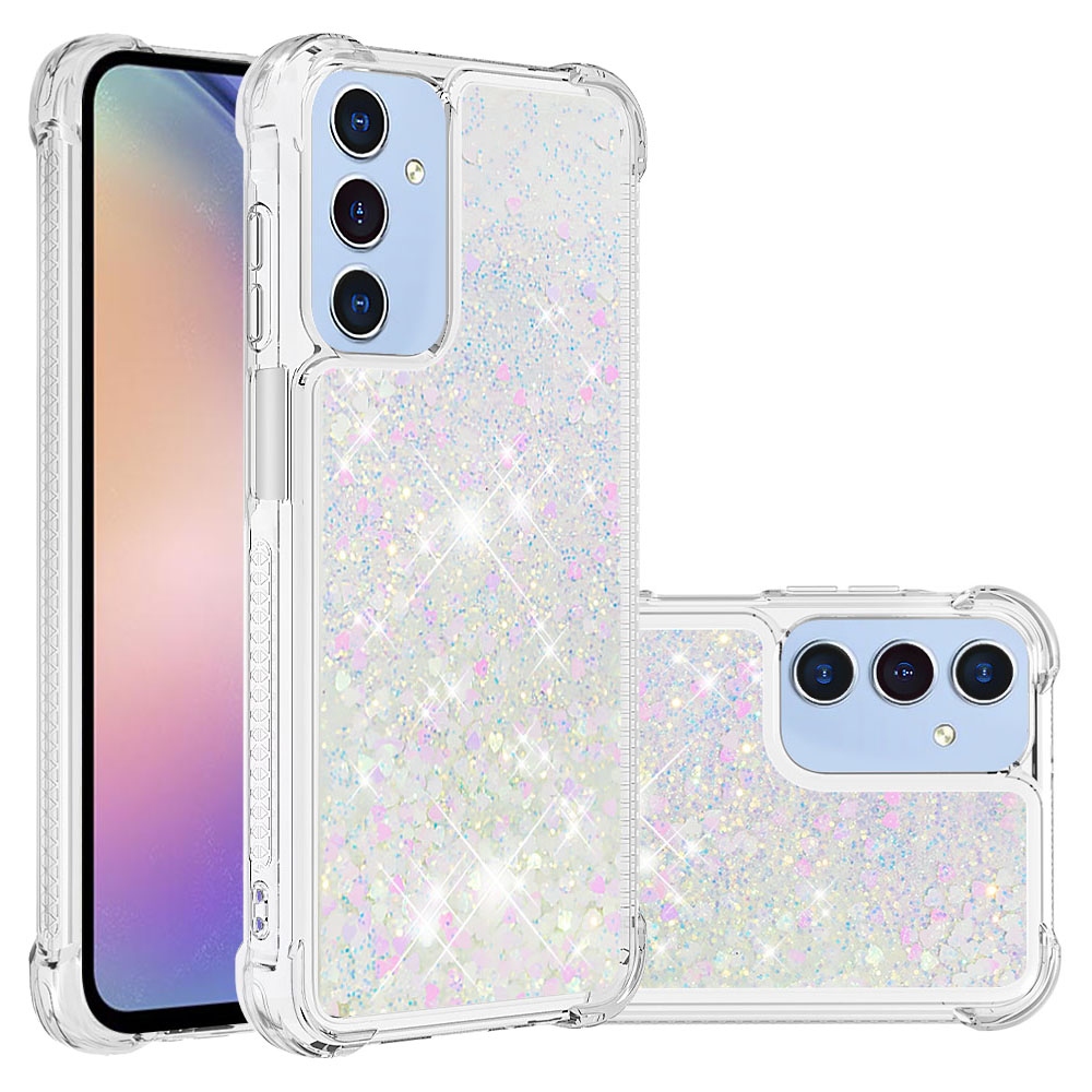 Glitter presýpacie gélový obal na Samsung Galaxy A17 5G - ružovo strieborný/srdiečka