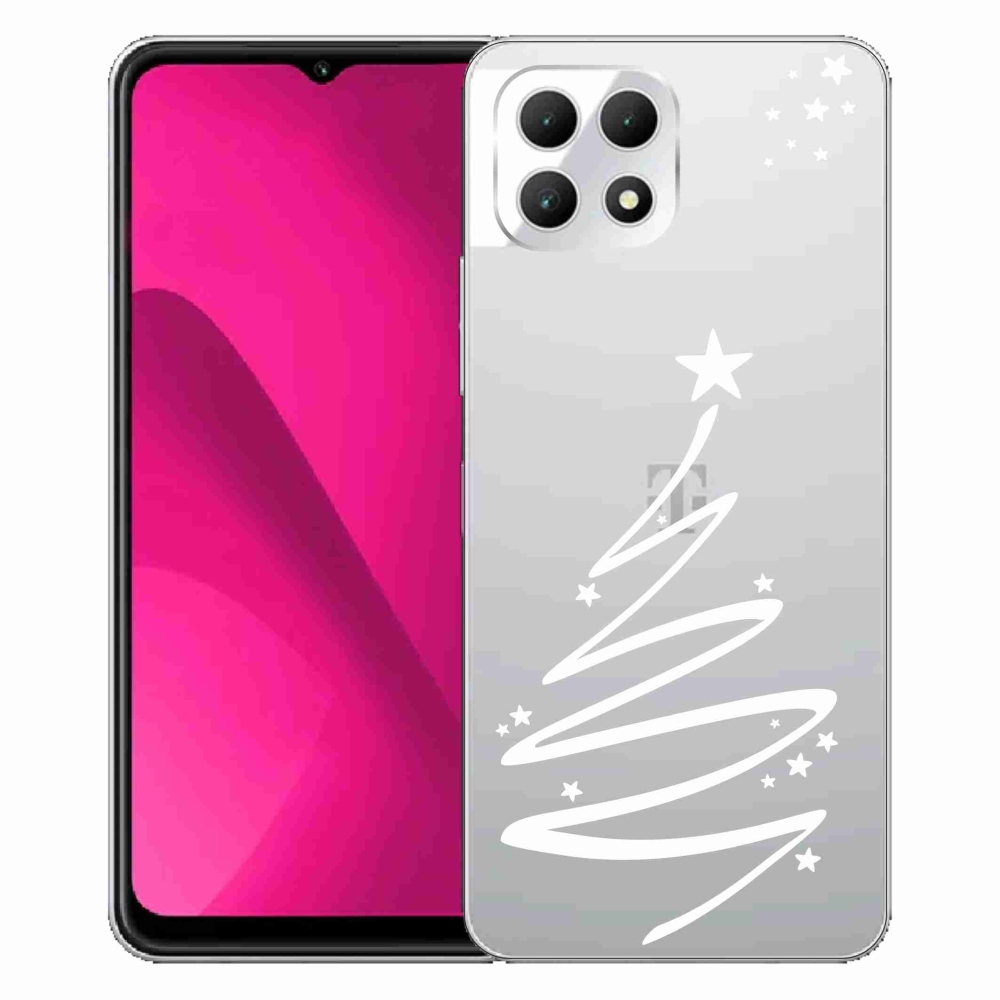 Gélový kryt mmCase na T-Mobile T Phone 2 - biely stromček na priehľadnom pozadí