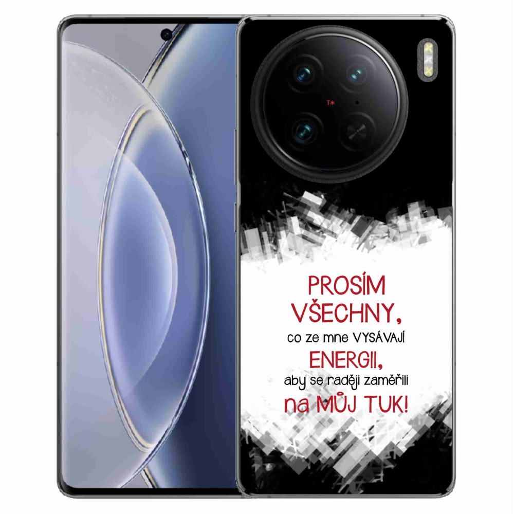 Gélový kryt mmCase na Vivo X90 Pro - vtipný text 1 červený