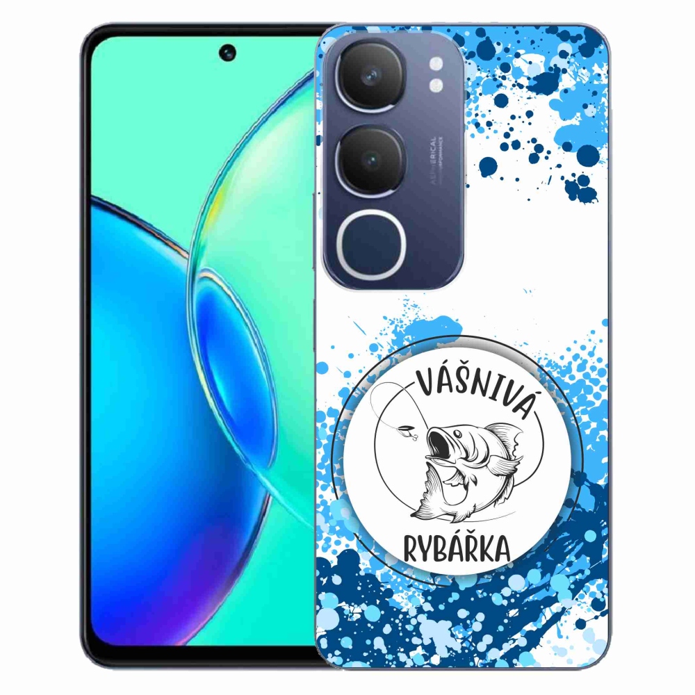 Gélový kryt mmCase na Vivo Y19s - vášnivá rybárka biele pozadie