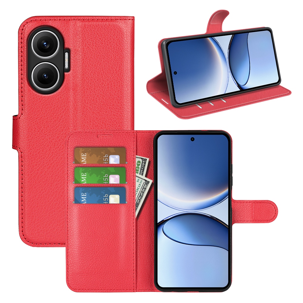 Litchi knižkové puzdro na Xiaomi Poco F7 5G - červené