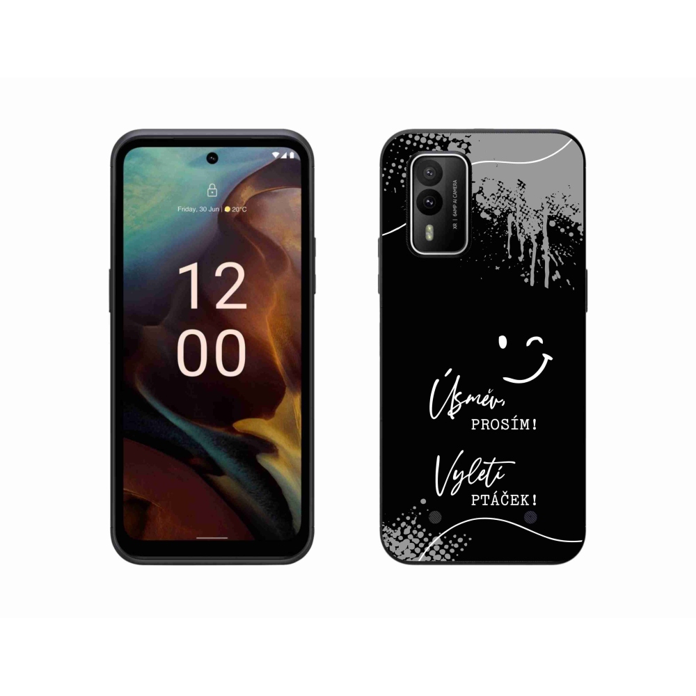 Gélový kryt mmCase na Nokia XR21 - vtipný text 4 čierne pozadie