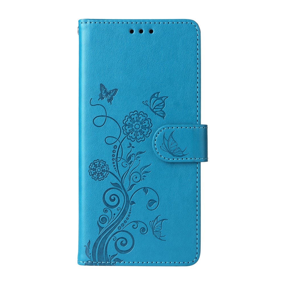 Flowery knižkové púzdro na Xiaomi Redmi A5 (173.45x79.35x8.45mm) - modré