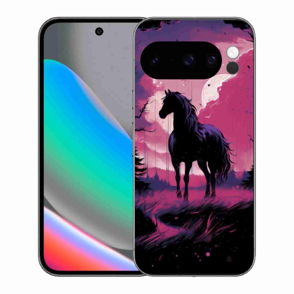 Gélový kryt mmCase na Google Pixel 10 Pro - čierny kreslený kôň 1