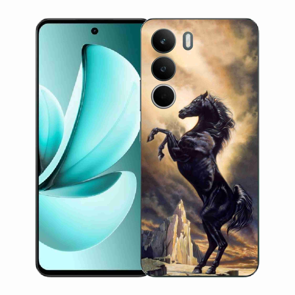 Gélový kryt mmCase na Realme C71 - čierny kreslený kôň
