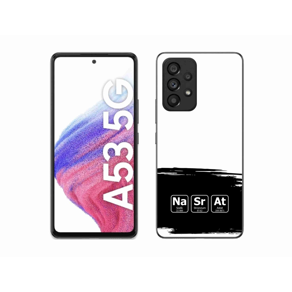 Gélový kryt mmCase na Samsung Galaxy A53 5G - chemické prvky čiernobiele pozadie