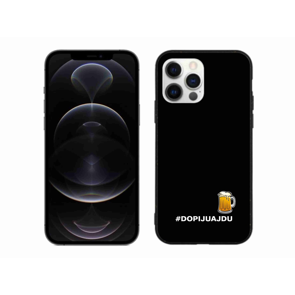 Gélový kryt mmCase na iPhone 12 Pro Max - pivný motív 1 čierne pozadie
