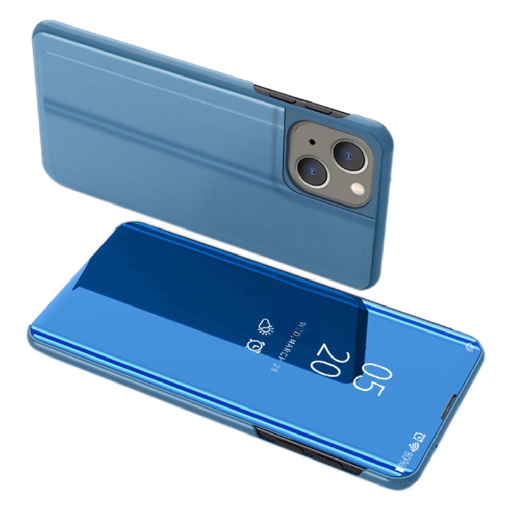 Surface zatvárací kryt s priehľadným predkom na iPhone 15 - modrý