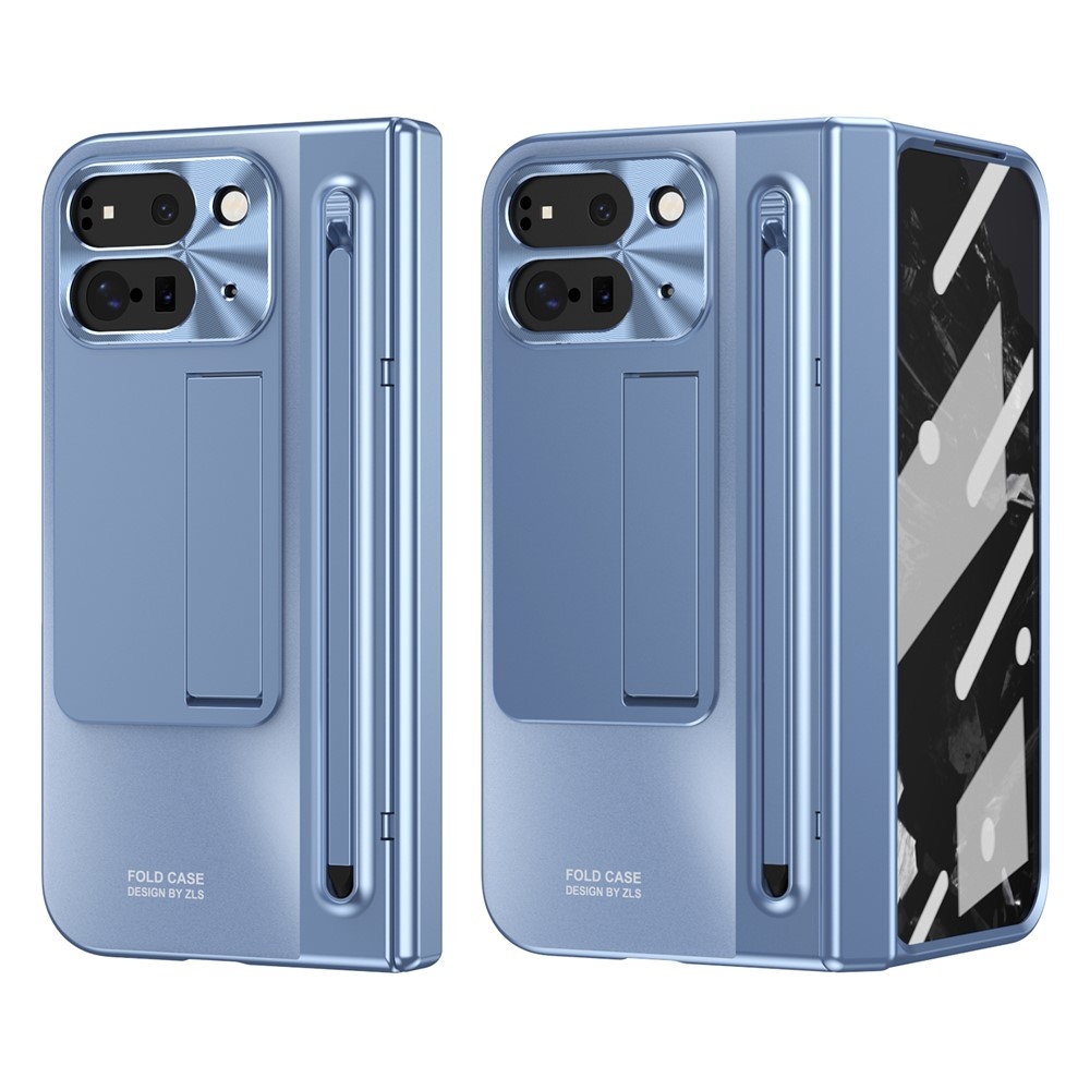 Hinge plastový kryt so stylusom a ochranou displeja na Google Pixel 10 Pro Fold - modrý