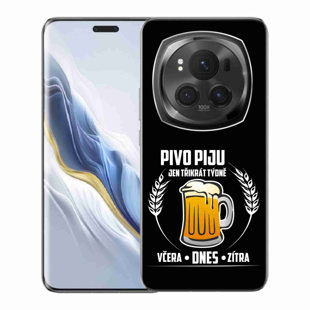 Gélový kryt mmCase na Honor Magic 6 Pro 5G - pivný motív čierne pozadie