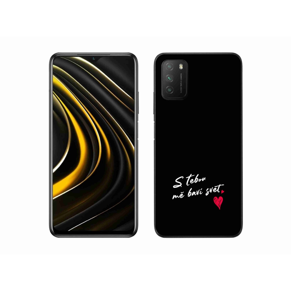 Gélový kryt mmCase na Xiaomi Poco M3 - zamilovaný text 1 čierne pozadie