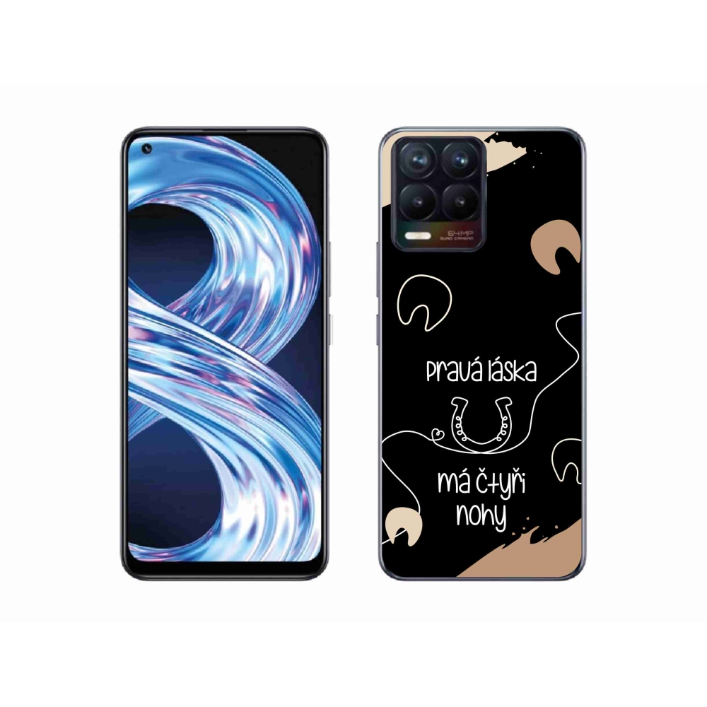 Gélový kryt mmCase na Realme 8 4G - konský motív čierne pozadie