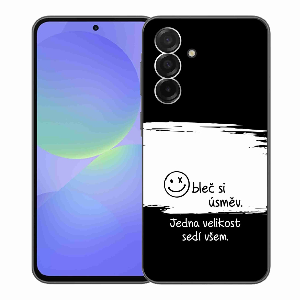Gélový kryt mmCase na Samsung Galaxy A36 5G - vtipný text 8 bieločierne pozadie