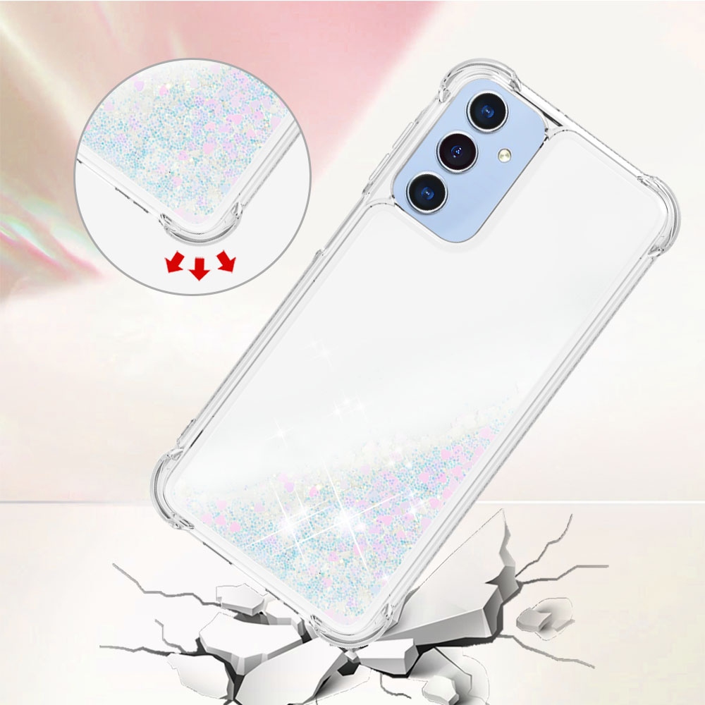 Glitter presýpacie gélový obal na Samsung Galaxy A17 5G - ružovo strieborný/srdiečka