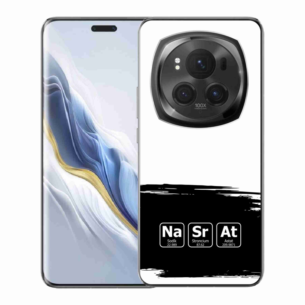 Gélový kryt mmCase na Honor Magic 6 Pro 5G - chemické prvky čiernobiele pozadie