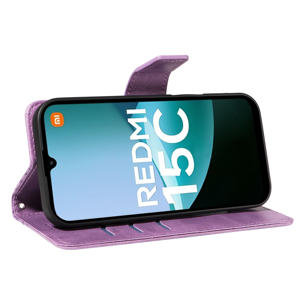 Grids knižkové púzdro na Xiaomi Redmi 15C 4G/5G (173mm) - svetlofialové