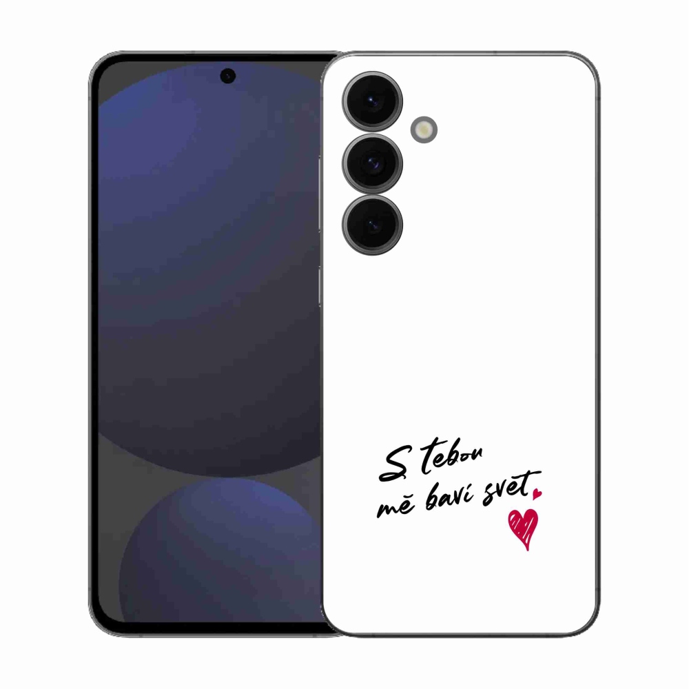 Gélový kryt mmCase na Samsung Galaxy S25 FE - zamilovaný text 1 biele pozadie