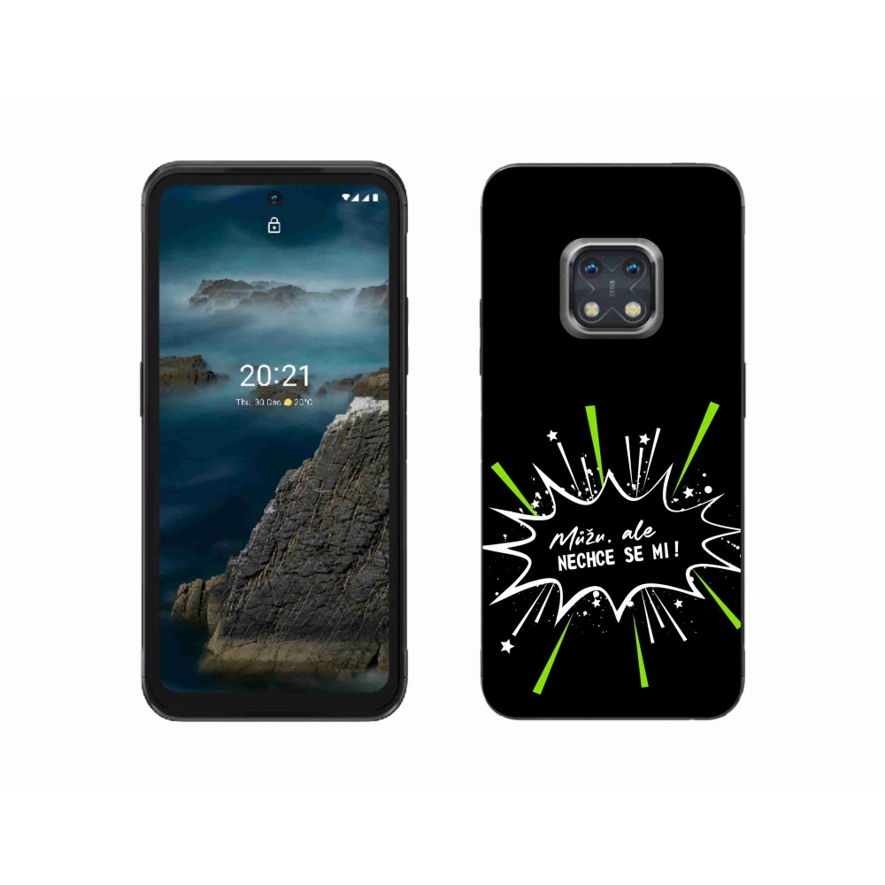 Gélový kryt mmCase na Nokia XR20 - vtipný text 11 čierne pozadie