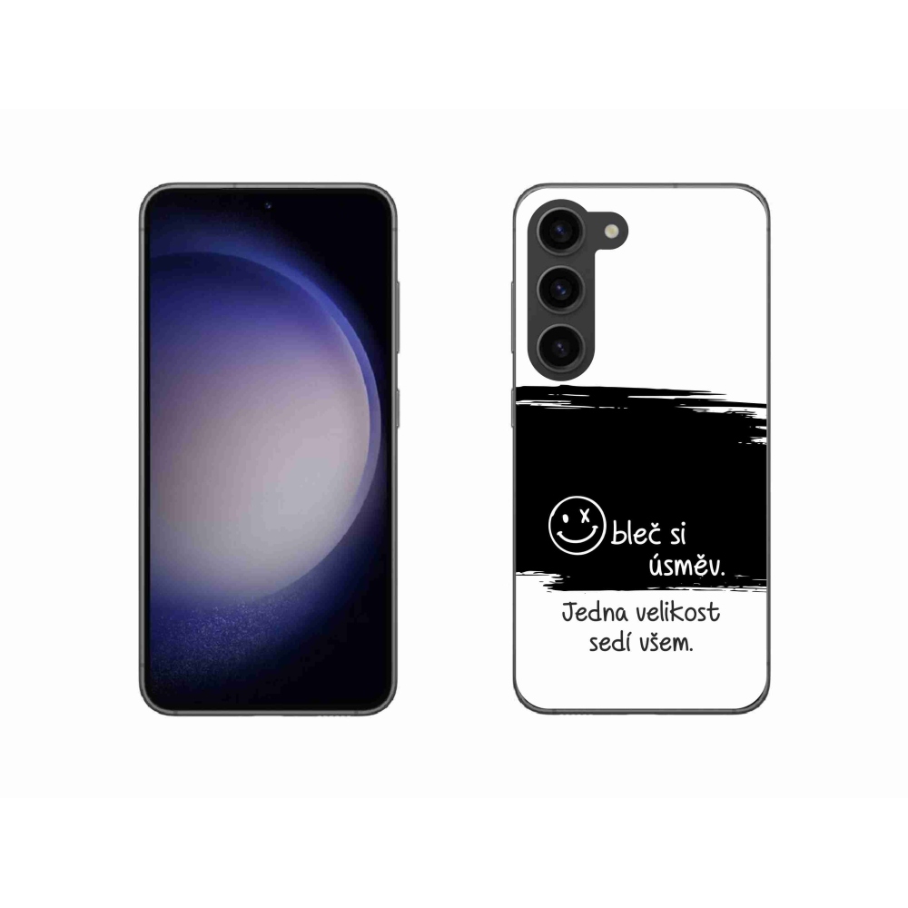 Gélový kryt mmCase na Samsung Galaxy S23 5G - vtipný text 8 čiernobiele pozadie