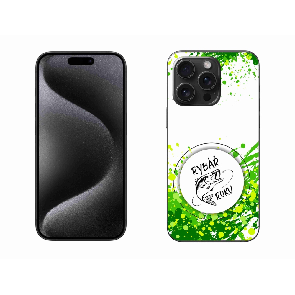 Gélový kryt mmCase na iPhone 15 Pro Max - rybár roka biele pozadie