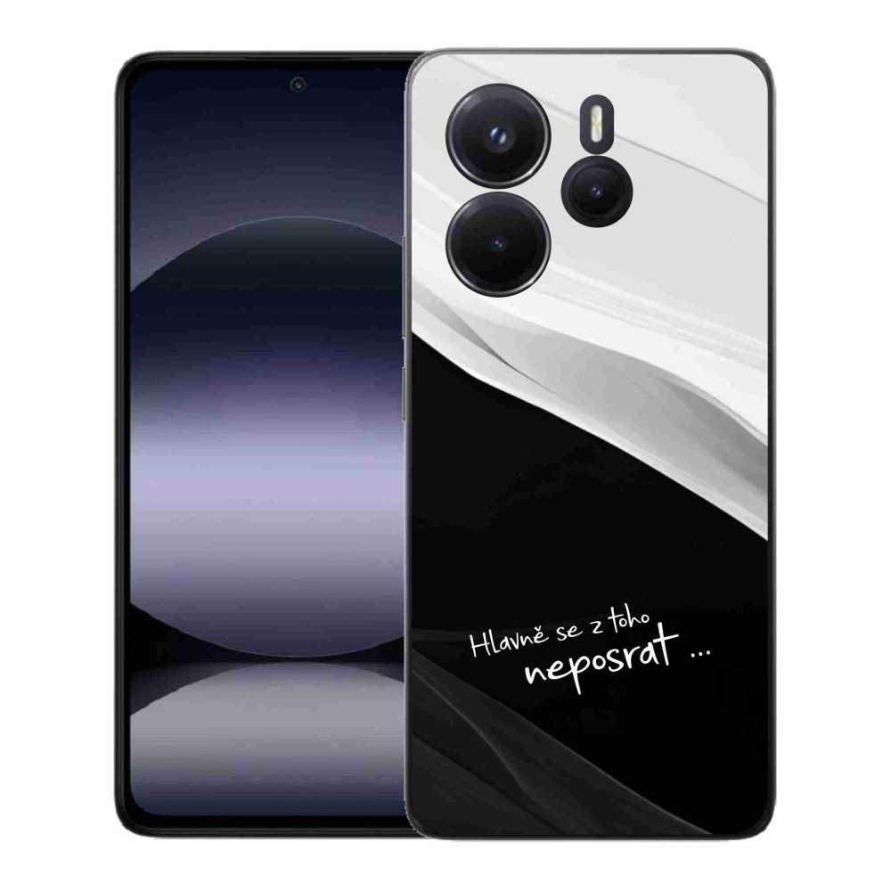 Gélový kryt mmCase na Xiaomi Redmi Note 14 - vtipný text 13 čiernobiele pozadie