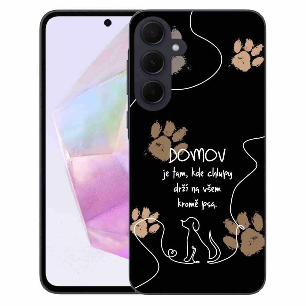 Gélový kryt mmCase na Samsung Galaxy A35 5G - psí motív čierne pozadie