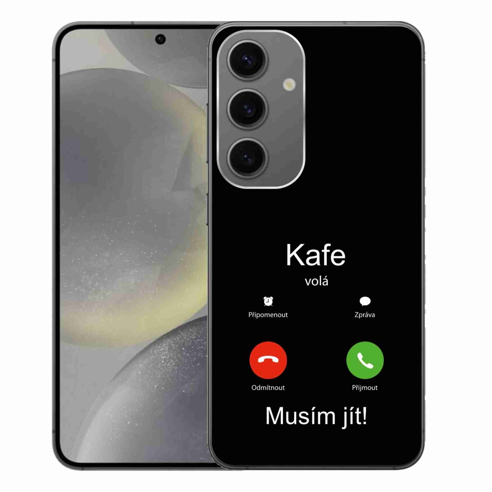 Gélový kryt mmCase na Samsung Galaxy S24+ - kafe volá čierne pozadie