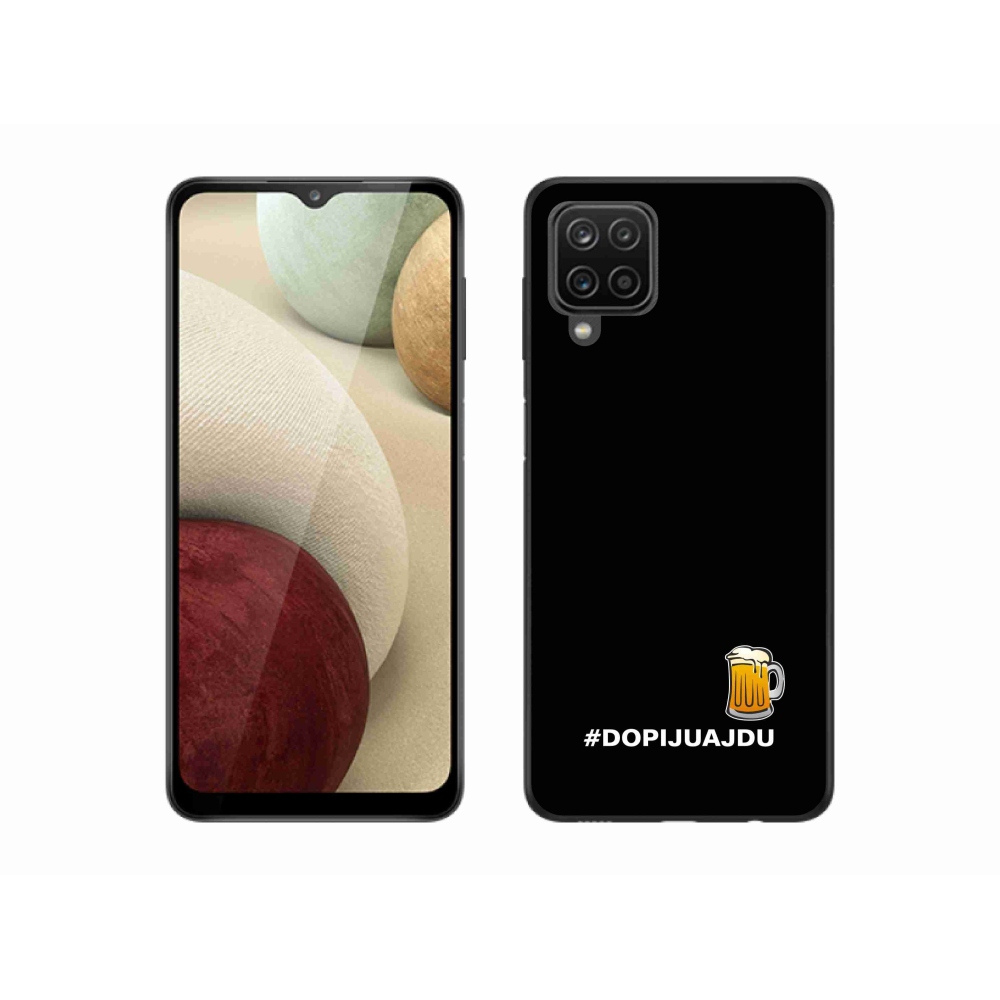 Gélový kryt mmCase na Samsung Galaxy A12 - pivný motív 1 čierne pozadie