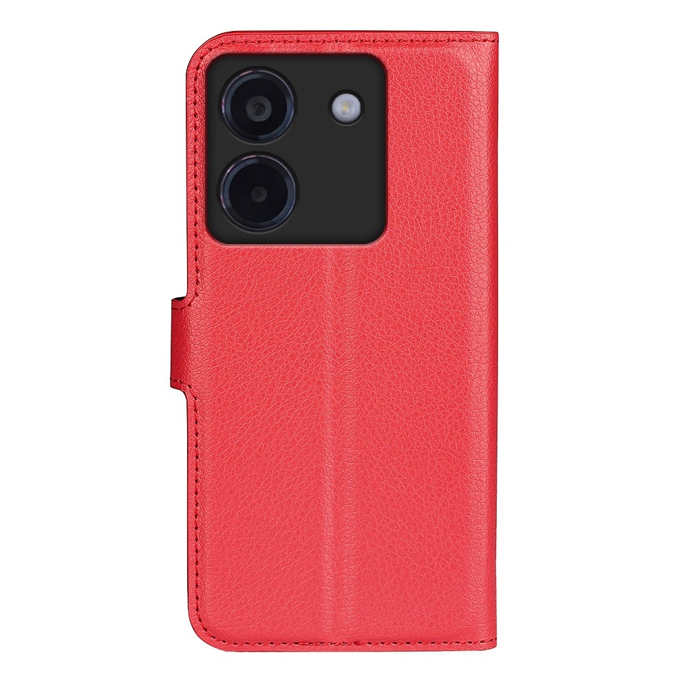 Litchi knižkové puzdro na Xiaomi Poco M7 Pro 5G - červené