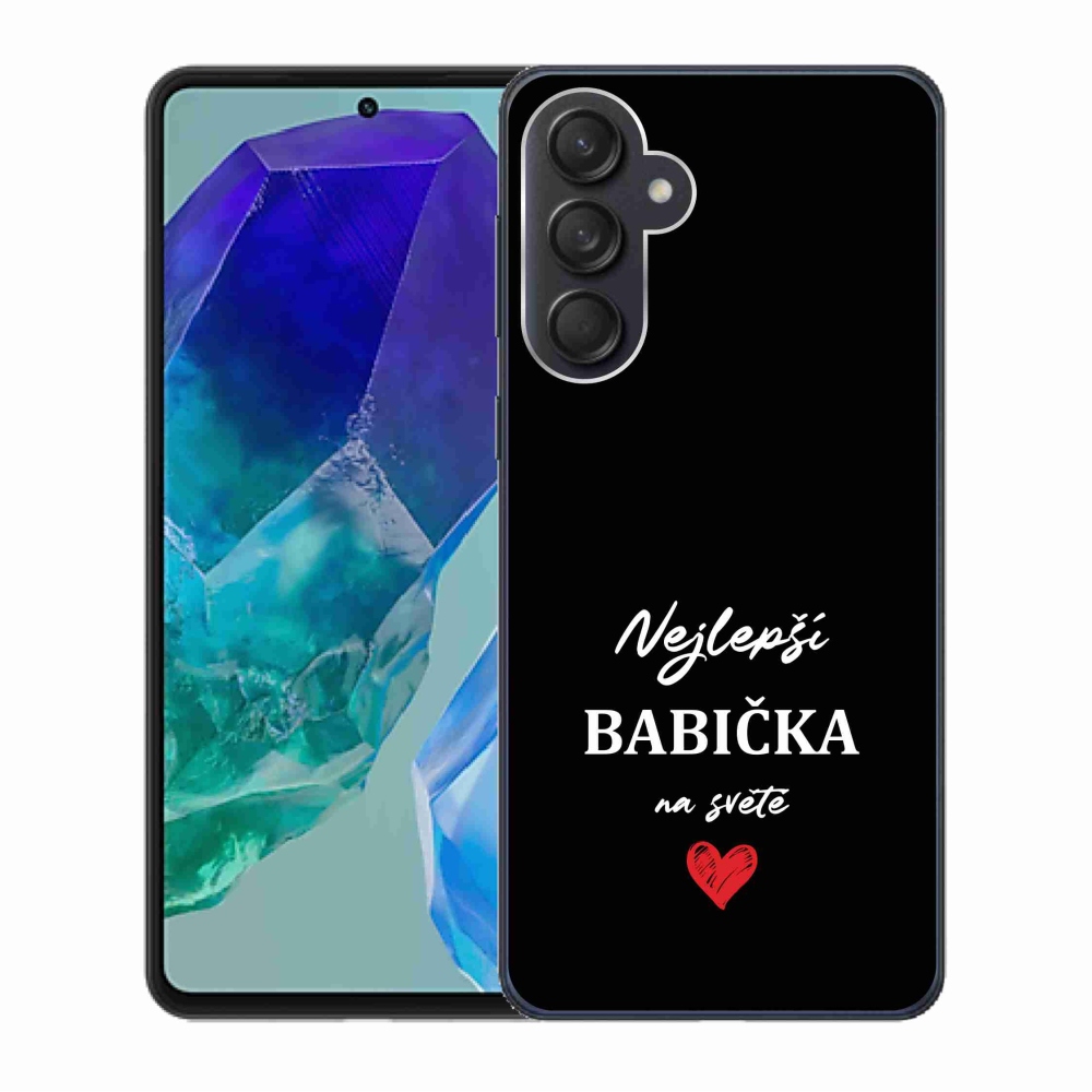 Gélový kryt mmCase na Samsung Galaxy M55 5G - najlepšia babička 1 čierne pozadie