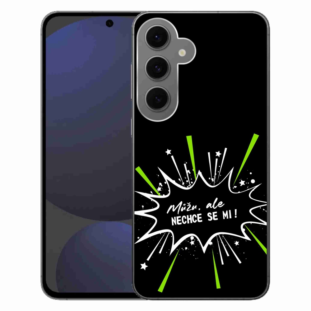 Gélový kryt mmCase na Samsung Galaxy S24 FE - vtipný text 11 čierne pozadie