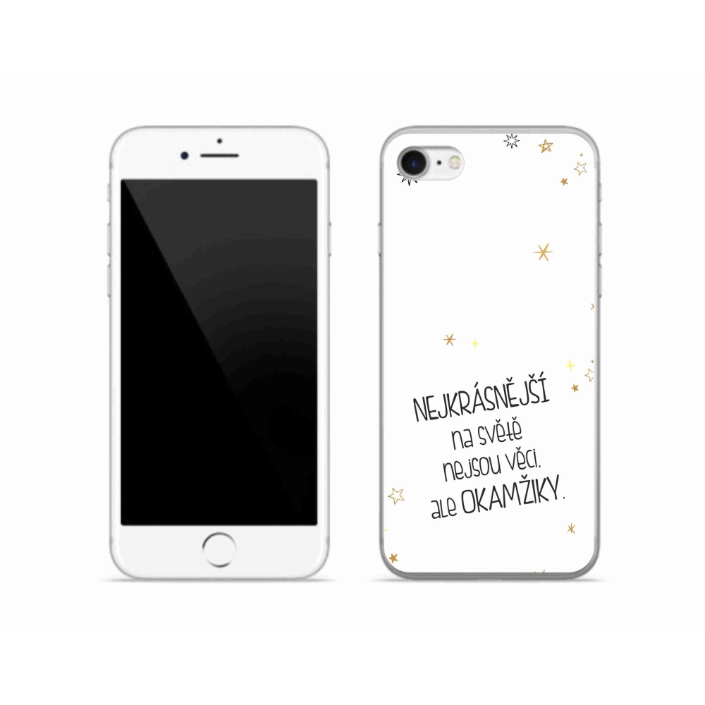 Gélový kryt mmCase na iPhone SE (2022) - citát 4 biele pozadie