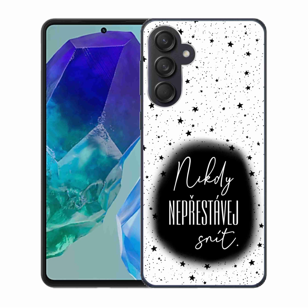 Gélový kryt mmCase na Samsung Galaxy M55 5G - citát 1 čiernobiele pozadie