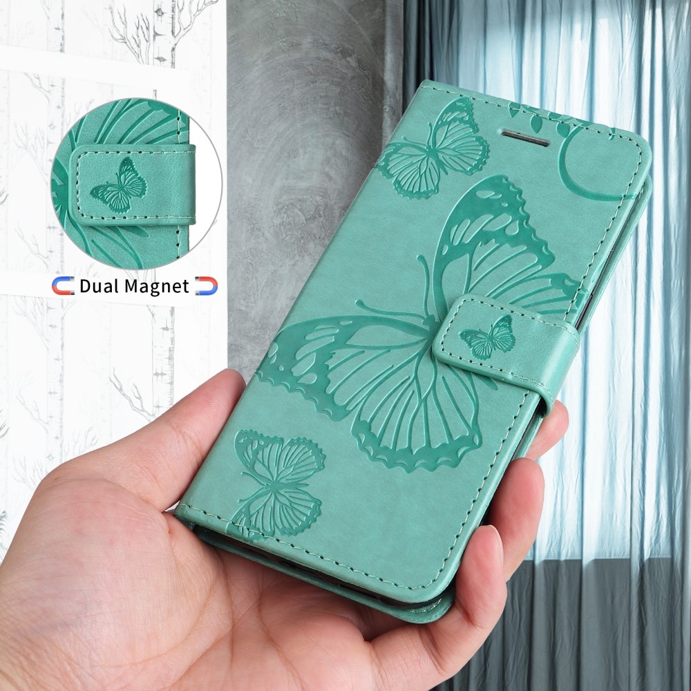 Big Butterfly knižkové púzdro na Samsung Galaxy S25 Edge - modrozelené