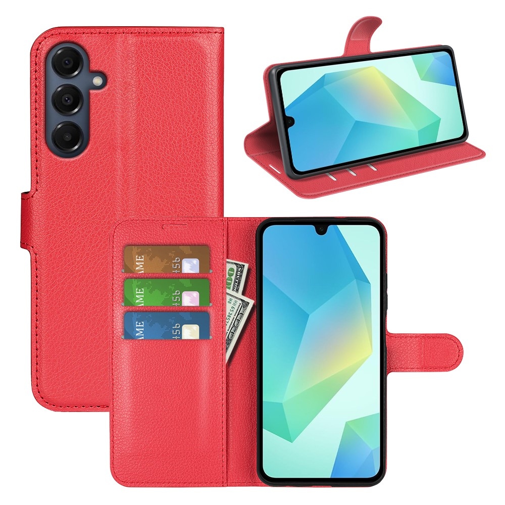 Litchi knižkové púzdro na Samsung Galaxy A17 5G - červené