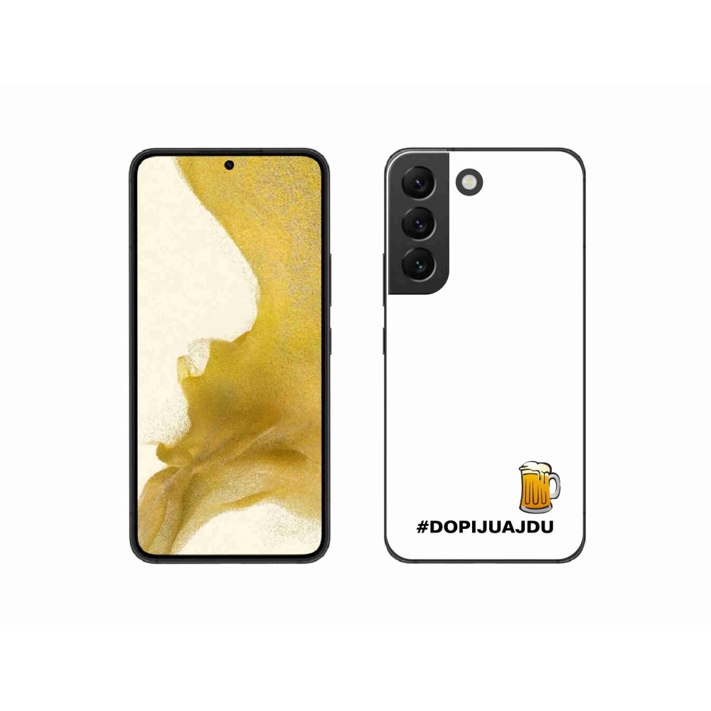 Gélový kryt mmCase na Samsung Galaxy S22 5G - pivný motív 1 biele pozadie